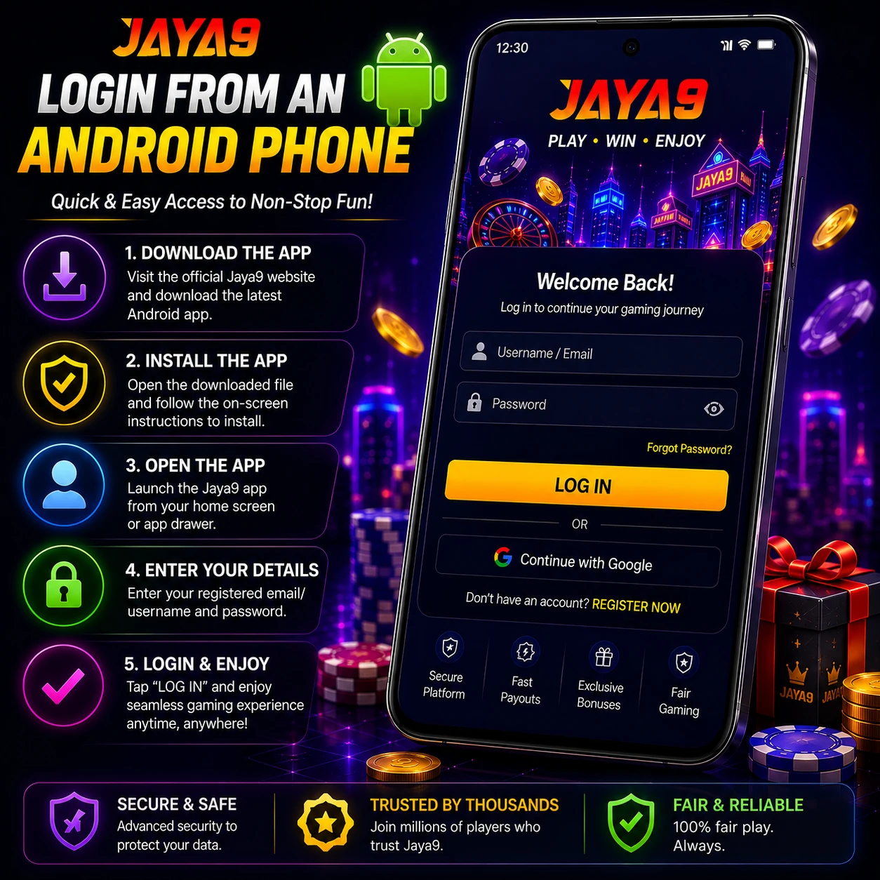 Login from an Android Phone